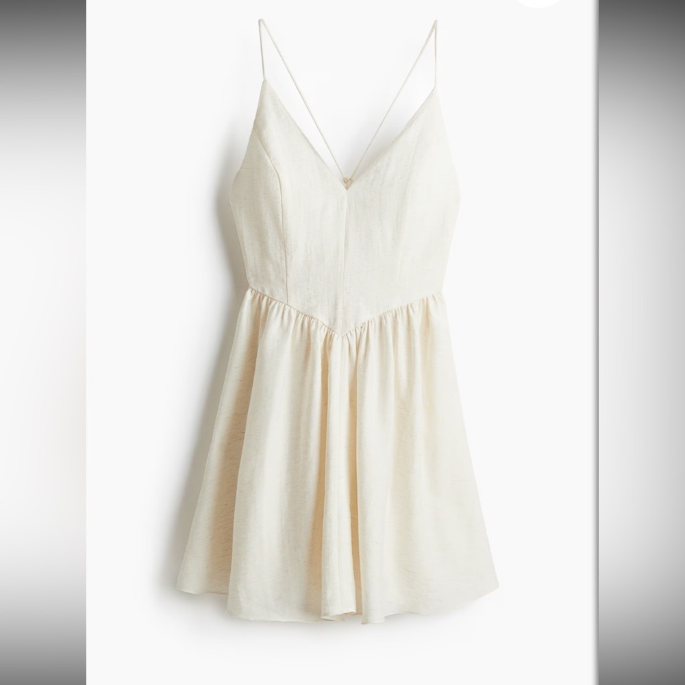 H&M Cream Linen Blend Slip Dress